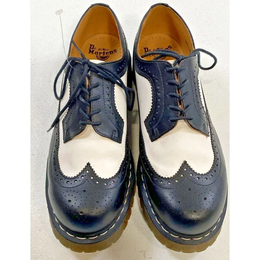 Dr Martens 3989 Brogue Shoes Mens Size 11 Black White Wingtip Oxford